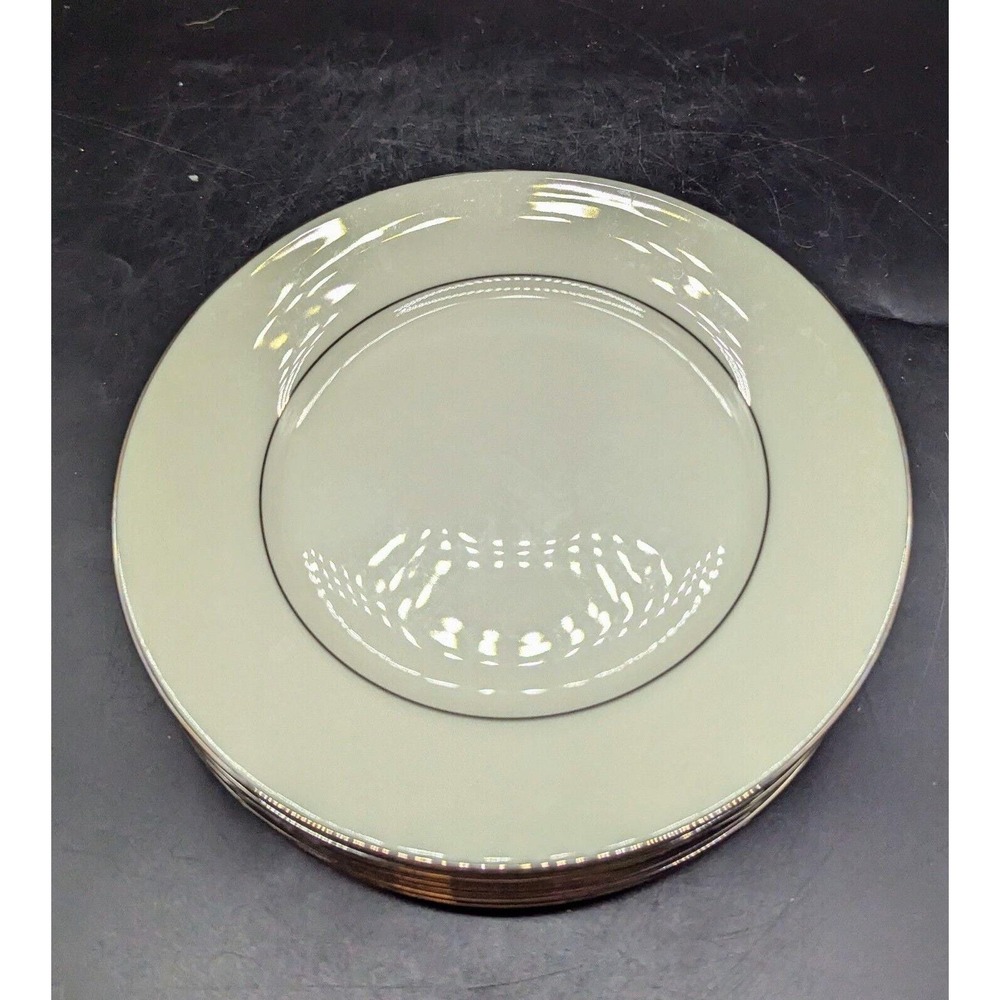 Set Of 7 Vintage Lenox Maywood China Salad Dessert Plate Cream Platinum 8"